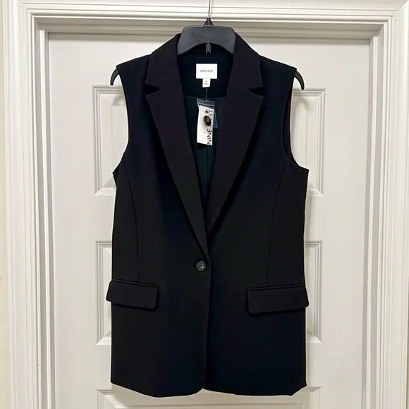 Nine West Black Sleeveless Blazer Vest - Picture 1 of 6